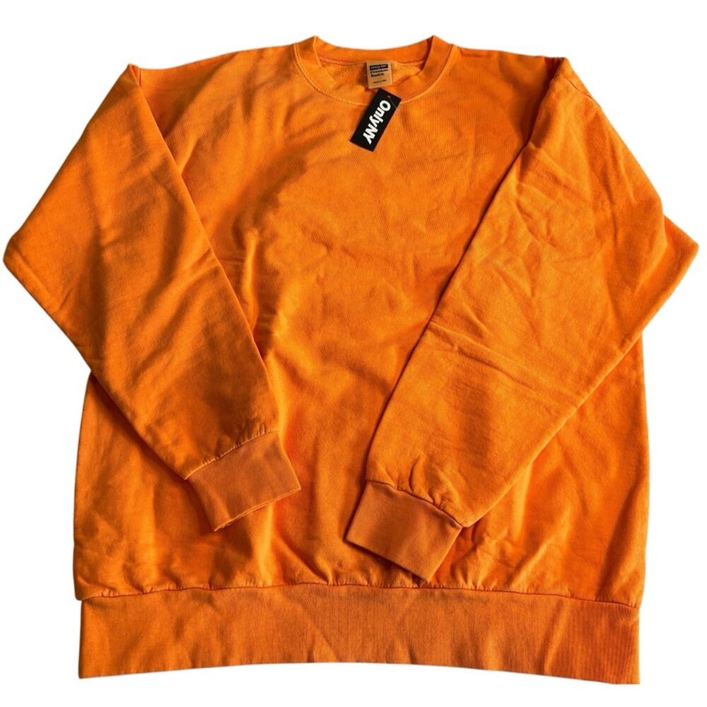 ONLY‎ NY Premium Basics Orange Sweatshirt Men's Medium Pullover NWT